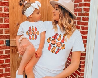 Toddler Smiley Face Shirt, Retro Happy Face T-Shirt, Mommy and Me