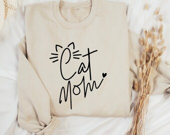 Cat Mom Crewneck Sweatshirt, Pet Lover Gift