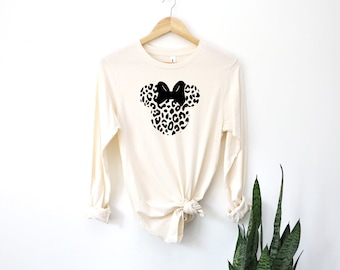 Leopard Print Minnie Mouse Long Sleeve Shirt, Disney Animal Kingdom