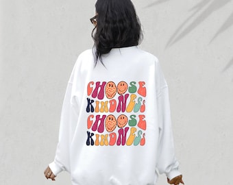 Moletom Choose Kindness Smiley Face, estética retrô Y2k