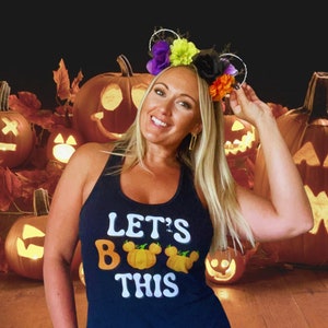 Let&#39;s Boo This Women&#39;s Tank: Pumpkin Mickey Halloween Top