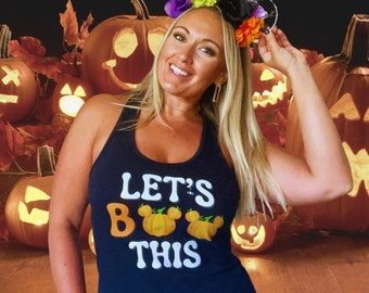 Let's Boo This Women's Tank: Pumpkin Mickey Halloween Top
