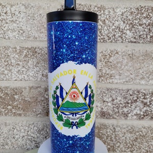 El Salvador glitter dual lid 20oz tumbler