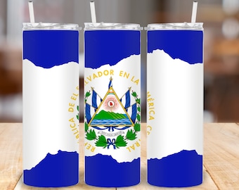 El Salvador Flag Tumbler wrap  DIGITAL FILE ONLY