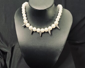 Spiked White Chocker Necklace