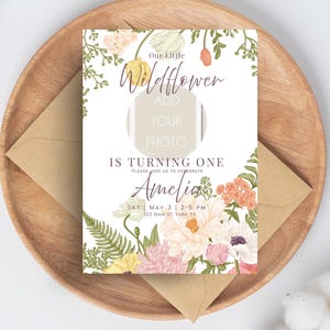 Wildflower First Birthday Invitation Girl | Our Little Wildflower Is Turning One | Floral 1st Birthday Party Invite | Boho Birthday Invite
