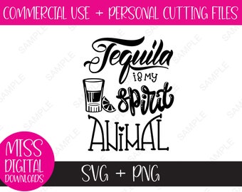Tequila ist mein Krafttier, SVG/PNG Datei mit Grafik, Tequila Liebhaber, lustiges Trinken Zitat, Cricut geschnitten Datei, digitaler Download