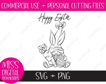 Fröhlicher Osterhasen-Zwerg – handgezeichnetes Boho SVG/PNG: Sublimation, Cricut Cut-Datei – einfache, minimalistische Clip-Art, digitaler Download