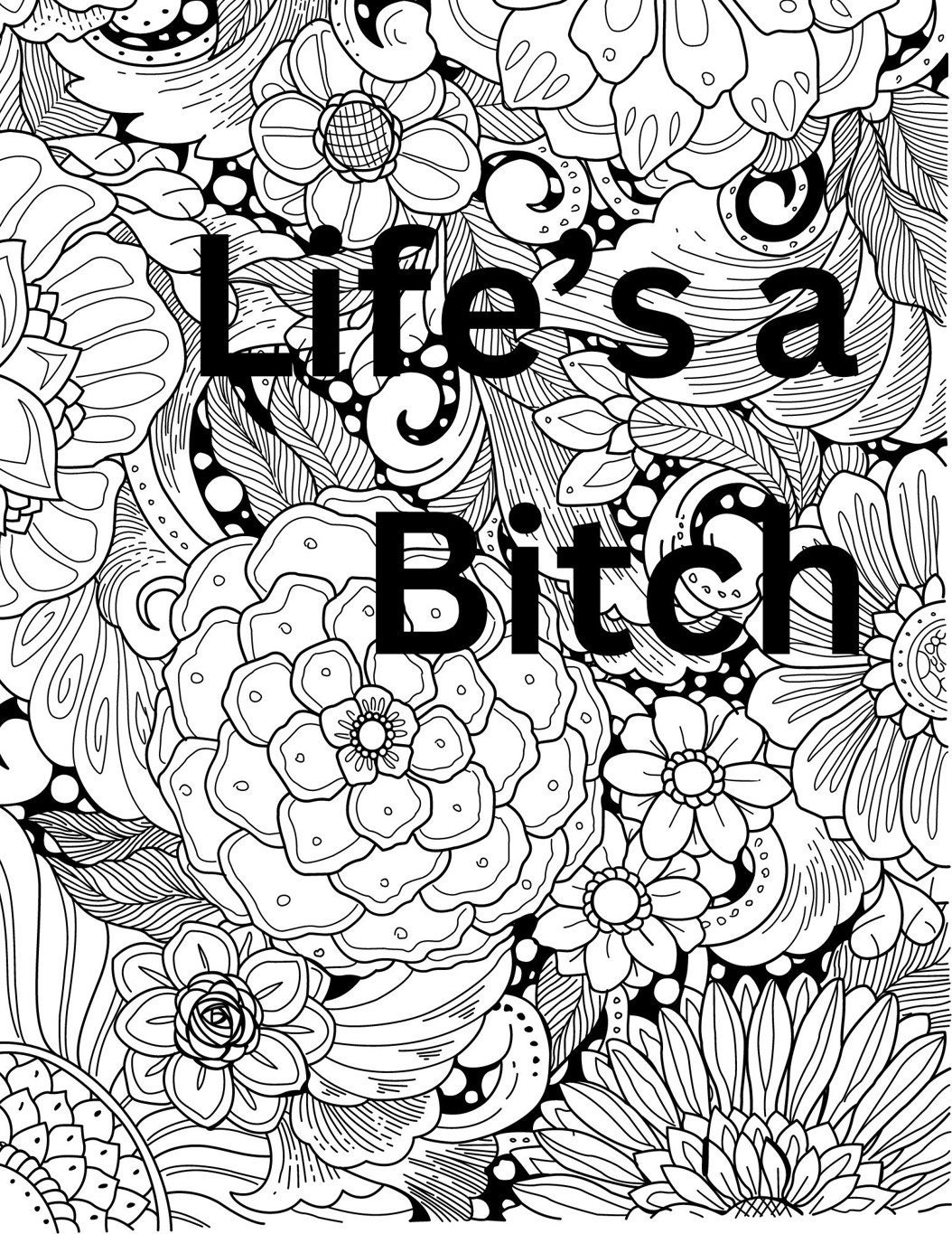 Adult Coloring Pages Flowers, Insults and Swearing - Etsy Australia