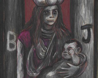 The High Priestess Tarot A5 Original Drawing