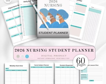2026 Nursing Student Planner, Nurse Gift, Weekly Academic Planner, Healthcare Organizer, Nursing School Schedule, Nursing School Essential