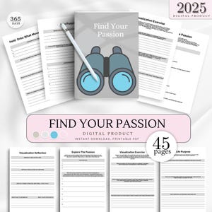 Find Your Passion Journal, Inspirational Notebook, Motivational Diary, Self-Discovery Gift, Writing Journal, Daily Planner,  Dream Journal