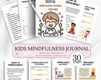 Digital Mindfulness Journal for Kids, Kids Printable, Kids Activities, Journal Printable, Kids Daily Routine