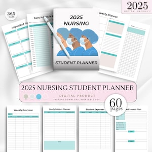 2025 Nursing Student Planner, Nurse Gift, Weekly Academic Planner, Healthcare Organizer, Nursing School Schedule, Nursing School Essential