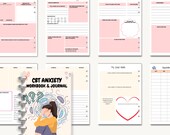 CBT Anxiety Workbook & Journal Set, Mental Health Journal, Therapy Tools, Stress Relief Planner, Self-Care Gift, Therapy Tools for Self-Care