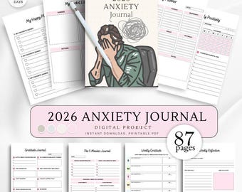 2026 Anxiety Journal, 2026 Anxiety Journal, Mental Health Tracker, Self-Care Planner, Wellness Diary, Therapy Notebook, Coping Strategies.
