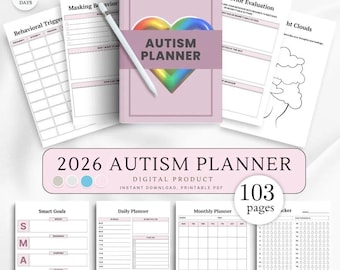 Autismplanerare, Neurodiversitetsdagbok, Spektrumstöd, Planerare för autistiska vuxna, Planerare för mental hälsa, Daglig rutindagbok