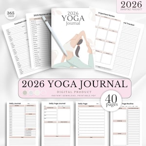 2026 Yoga Journal - Wellness Journal - Meditation Journal - Mindfulness Tracker - Fitness Planer - Druckbarer Yoga Tracker - Sofortiger Download