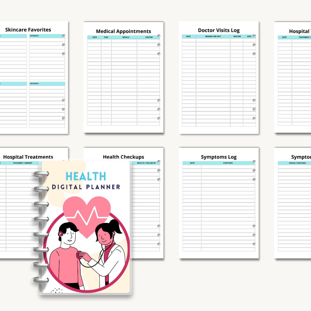 Digital Health Planner Tracker, Wellness Organizer, Health Journal ...