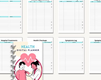 Digital Health Planner Tracker, Wellness Organizer, Health Journal, Fitness Notebook, Health Goals Tracker, Meal Planner, Health Tracker
