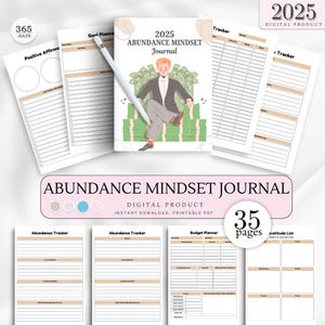 2025 Abundance Mindset Journal, Law of Attraction, Manifestation Notebook, Goal Setting Diary, Self-Care Gift, Abundance Mindset Notebook