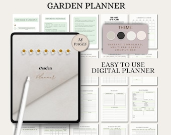 Pianificatore di giardini / Registro di piantagione stampabile, fogli di layout e registro del raccolto / Organizzatore di giardini di verdure, fiori ed erbe aromatiche / Download digitale