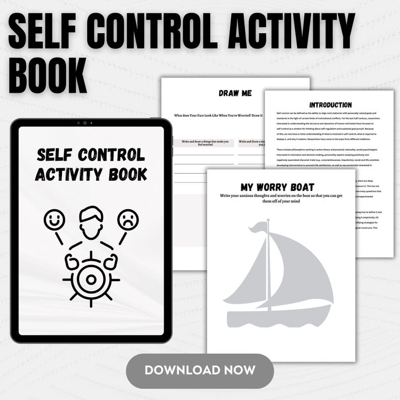Self Control Activity Book | Mental Health | Self Control - Etsy
