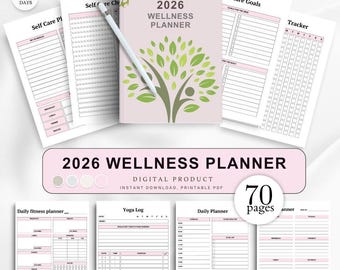 2026 Wellness Planner, 2026 Digital Planner, Minimalist Planner, 2026 Planner, Daily Planner, productivity Guide, Mental Health Tracker.