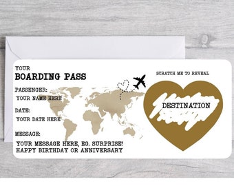 Personalised Scratch Surprise Boarding Pass, Personalised Boarding Card, Fake Boarding Pass For Surprise Destination, Birthday surprise