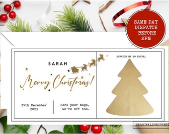 Christmas Scratch Surprise Boarding Pass, Personalised Boarding Card, Fake Boarding Ticket For Surprise Destination, Custom Boarding Pass
