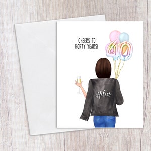 Carte 40e anniversaire personnalisée, Carte d’anniversaire personnalisée, Carte personnalisée, Carte d’anniversaire
