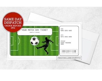 Scratch Reveal Football Ticket, Personalised Match Day Ticket, Football Ticket Gift, Football Voucher, Any Team, Football Surprise Gift