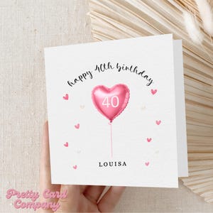 Carte personnalisée de 40e anniversaire, joyeux 40e anniversaire, carte de 40e anniversaire ballon, carte de 40e anniversaire Meilleur ami, soeur, cousine, carte des quarantièmes
