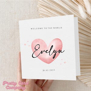 New Baby Girl Card, Personalised Baby Girl Card, Welcome To The World Card, Baby Girl Card, New Baby Card For Friend,Niece, Cousin