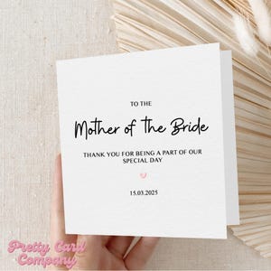 Carte mère de la mariée, carte mère de la mariée personnalisée, maman le jour du mariage, carte le jour du mariage à la mère de la mariée