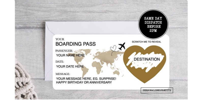 Personalised Scratch Surprise Boarding Pass, Personalised Boarding Card, Fake Boarding Pass For Surprise Destination, Custom Boarding Pass image 4