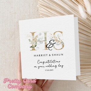 Carte de mariage florale personnalisée, Félicitations pour votre mariage, Nouveaux mariés, Aux mariés, Carte de mariage, Just Married