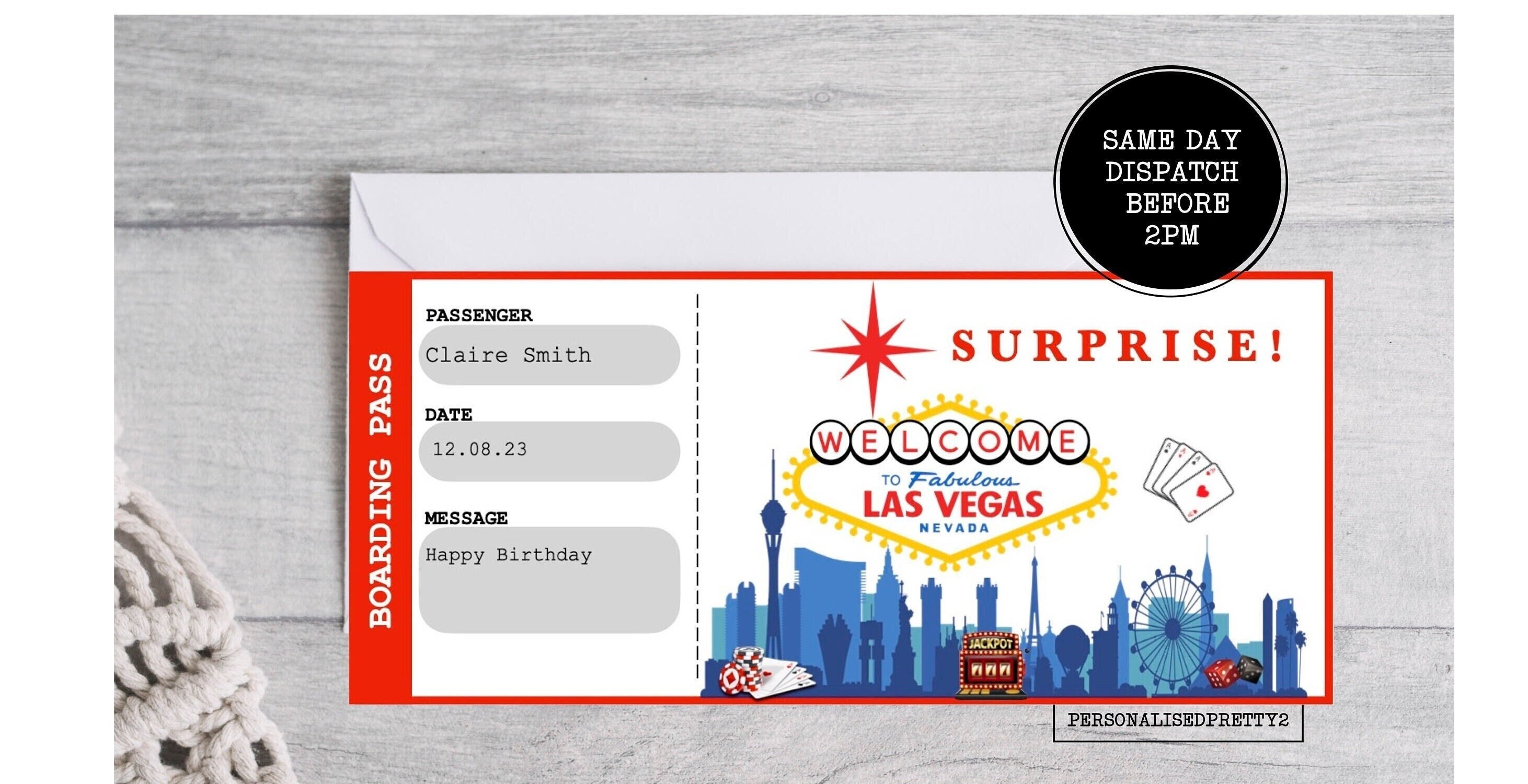 Vegas Surprise Boarding Pass, Holiday Reveal, Las Vegas, Holiday Ticket, Vegas Surprise, Holiday Gift, Surprise Trip