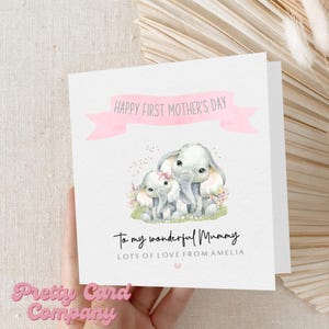 Carte personnalisée de première fête des mères, 1ère carte de fête des mères, carte de joyeuse fête des mères, carte de fête des mères éléphant, dès le bébé