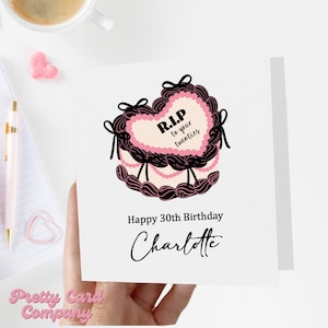 Carte de 30e anniversaire, 30e anniversaire de fille, trentième carte d'anniversaire pour soeur, meilleure amie, cousine, collègue de travail, carte de gâteau des années 20 RIP