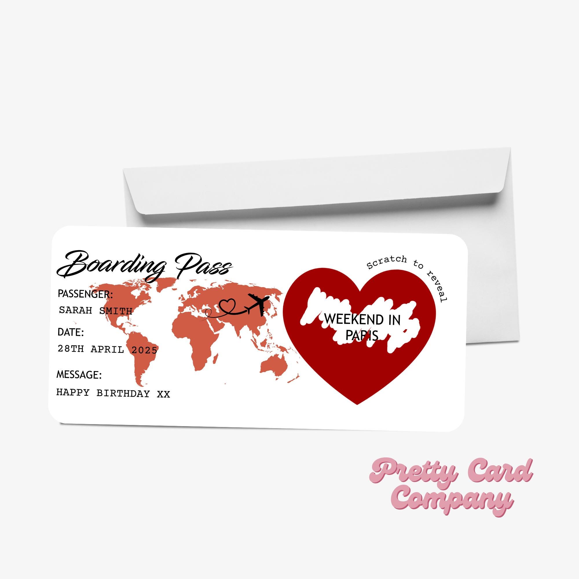 Boding Card Scratch off Boarding Pass, Custom Boarding Scratch Surprise Card ...