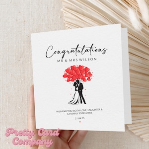 Carte de mariage personnalisée, carte de jour de mariage, carte de mariage, mariés, carte de M. et Mme, jeunes mariés, félicitations pour le jour de votre mariage