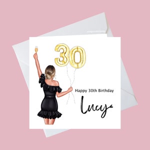 Carte personnalisée 30e anniversaire, carte d'anniversaire personnalisée, carte 30e anniversaire, 30e carte pour fille, meilleure amie, soeur, cousine, tante, nièce