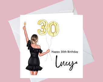 Personalised 30th Birthday Card, Custom birthday card, Thirty Birthday Card, 30th Card For Daughter, Best Friend, Sister, Cousin, Aunt,Niece