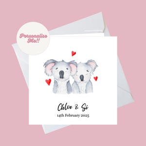 Carte de koala personnalisée, carte de couple, carte de koala personnalisée, occasion spéciale, M. et Mme, fiançailles, anniversaire de mariage, Saint-Valentin, carte d'anniversaire