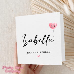 13e carte d'anniversaire, jolie carte ballon, adolescent, treizième carte, 13e carte pour fille, amie, soeur, nièce, cousine, petite-fille, 13 ans