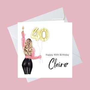 Carte personnalisée de 40e anniversaire, carte de 40 ans pour elle, carte de 40e anniversaire pour meilleur ami, soeur, nièce, tante, fille, cousin, belle-soeur