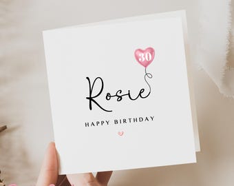 30th Birthday Card, Personalised 30th Birthday Card, Birthday Card For Wife, Sister, Daughter, Auntie, Best Friend, Thirty Birthday Card