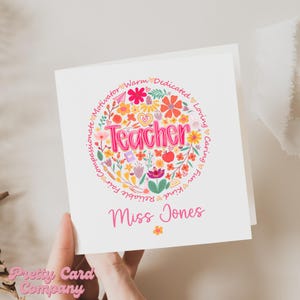 Carte de remerciement personnalisée pour professeur, carte de professeur, carte de remerciement pour professeur, carte de fin d'école, carte de remerciement pour professeur, carte de fin d'année