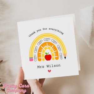 Teacher Thank You For Card, Personalised Teacher Card, End Of School Card For Teacher, Thank You For Everything, Teaching Assistant Card